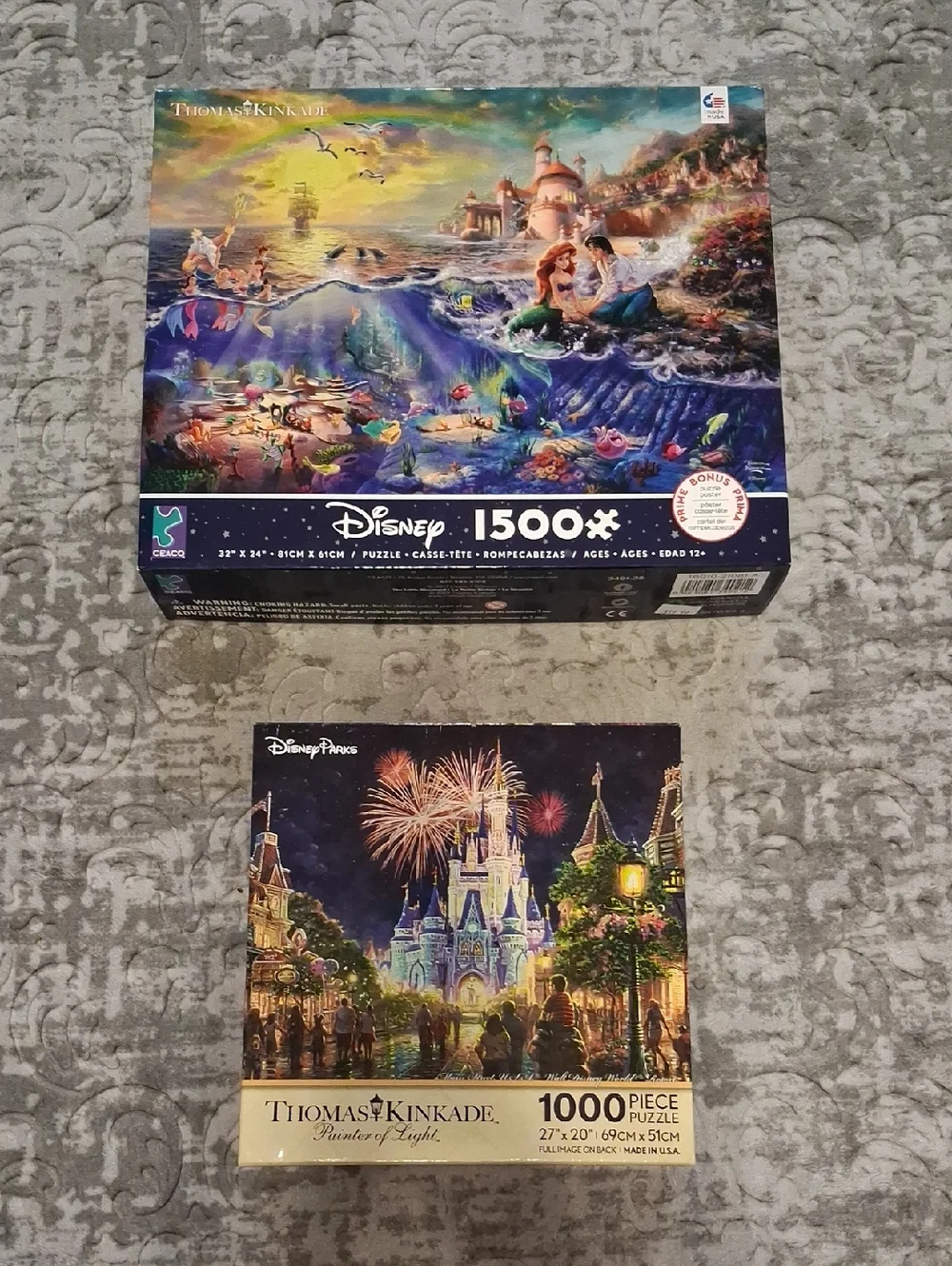 Lot of 2 Disney Thomas Kinkade Puzzles